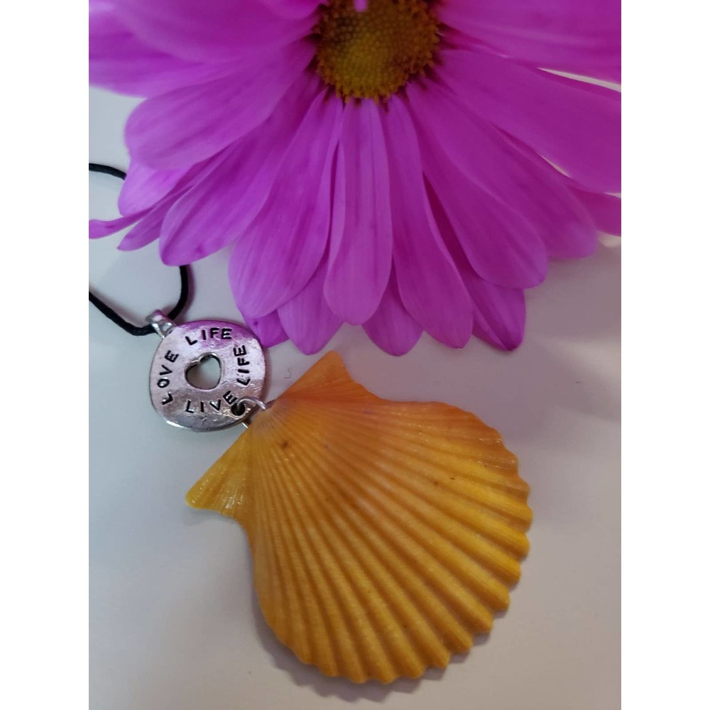 Love life live life sea shell necklace